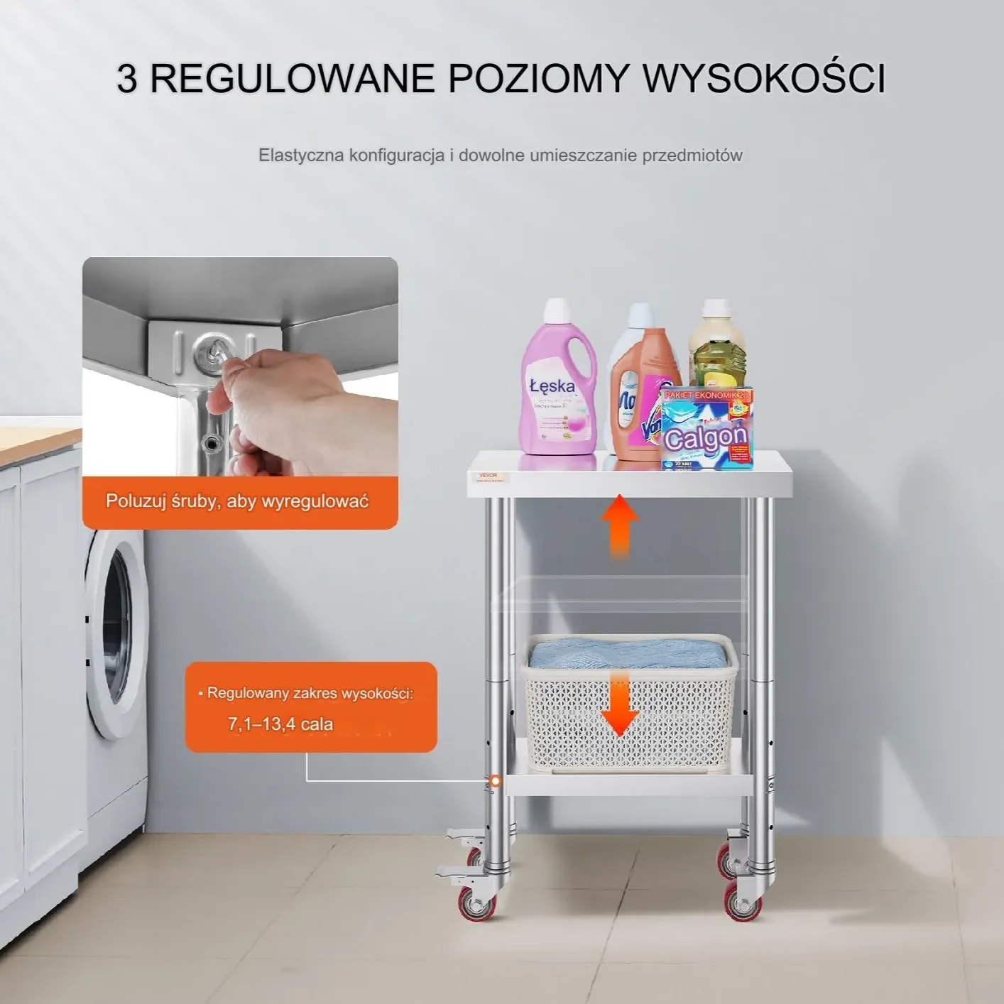 Stół roboczy nierdzewny blat gastronomiczny 30x60 cm - obrazek 3