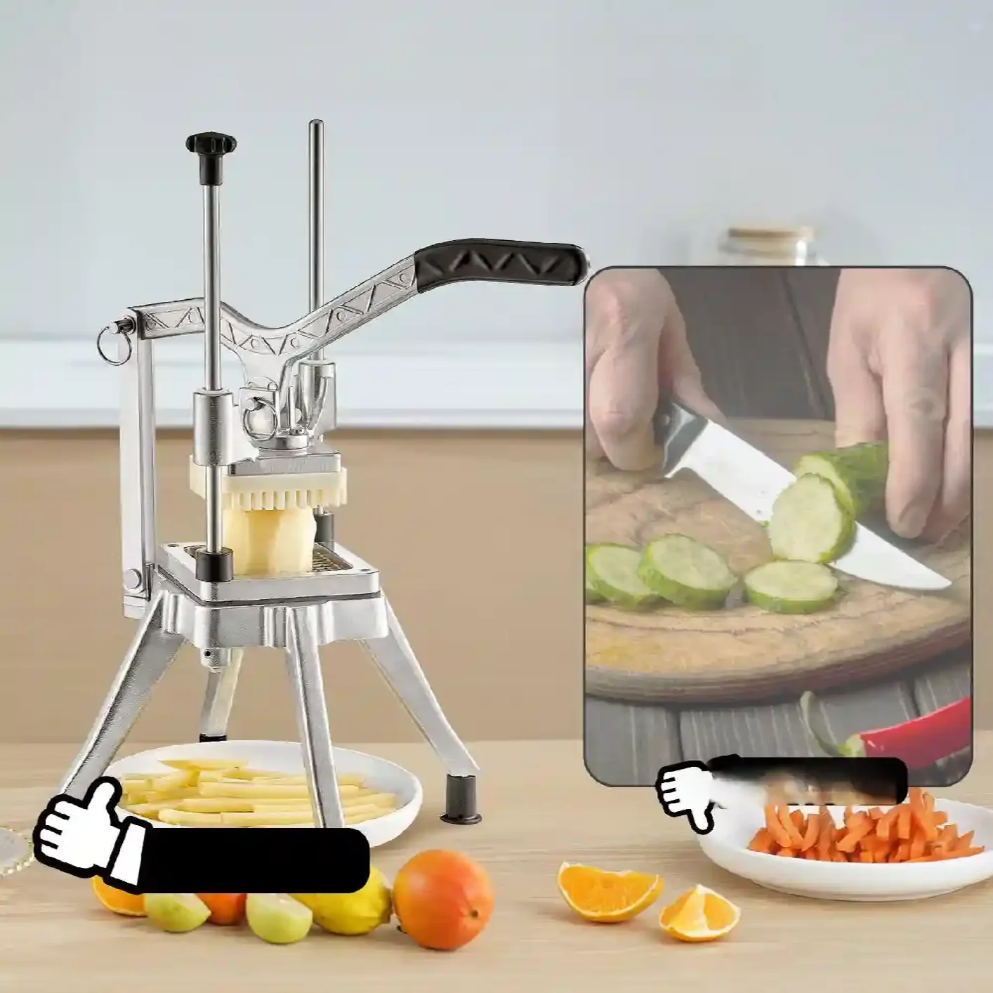 Krajalnica do frytek warzyw ręczna ostrze 6,35 mm - obrazek 2