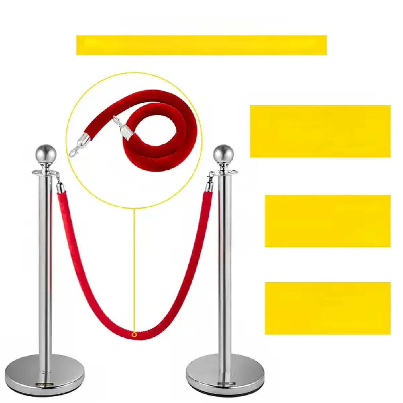 Słupki odgradzające 8 sztuk + liny 1,5m barierka kolejkowa hotelowa srebrne - obrazek 4