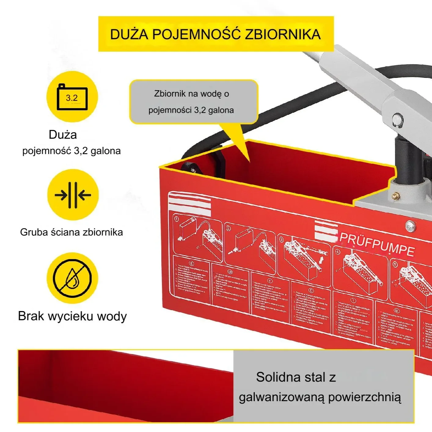 Pompa kontrolna ręczna do prób ciśnieniowych ciśnienia 12L - obrazek 6