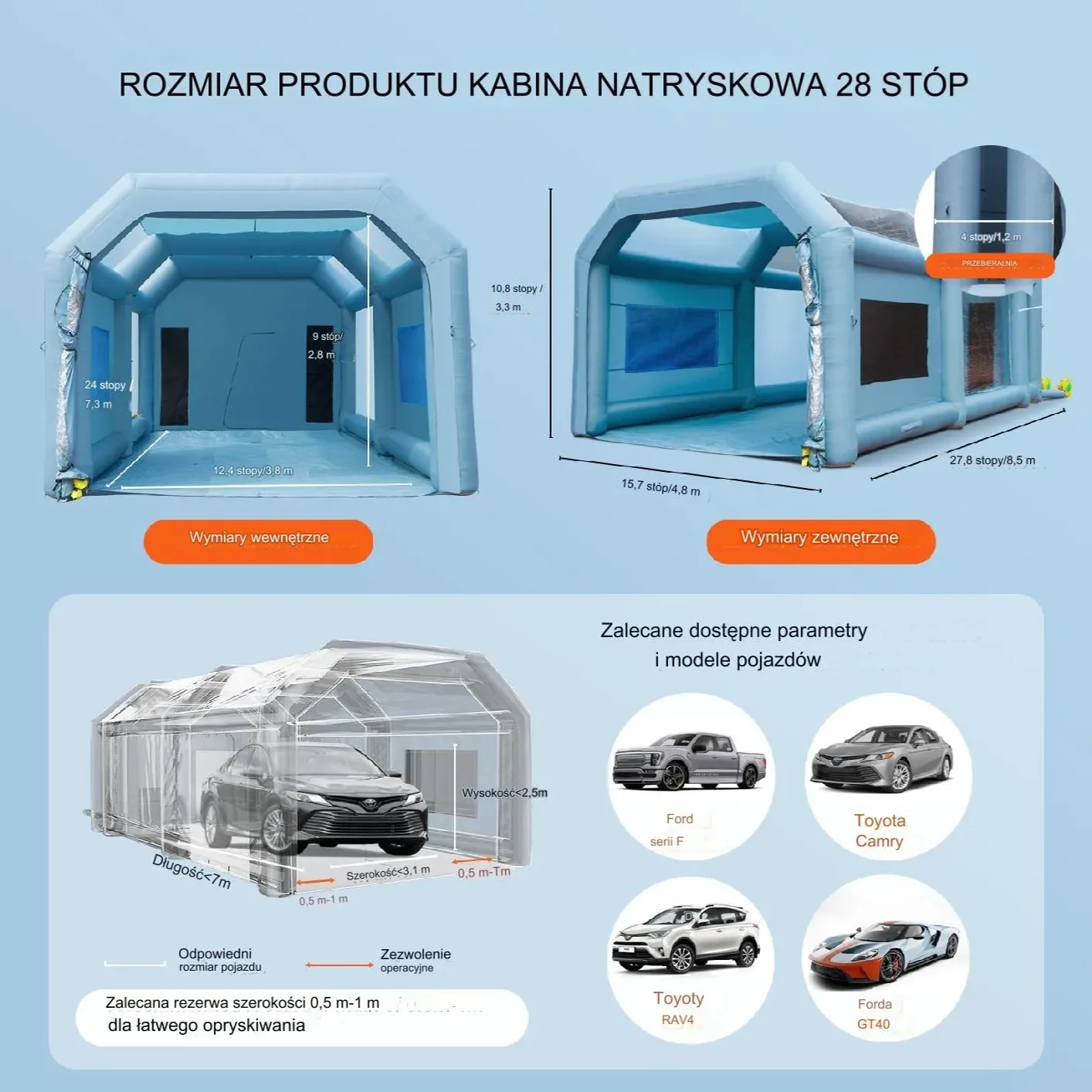 Namiot lakierniczy nadmuchiwany kabina 8,5 x 4,8 x 3,3 m +dmuchawa - obrazek 6