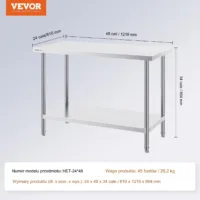 Stół blat roboczy 61x122x86cm stal nierdzewna gastronomia kuchenny