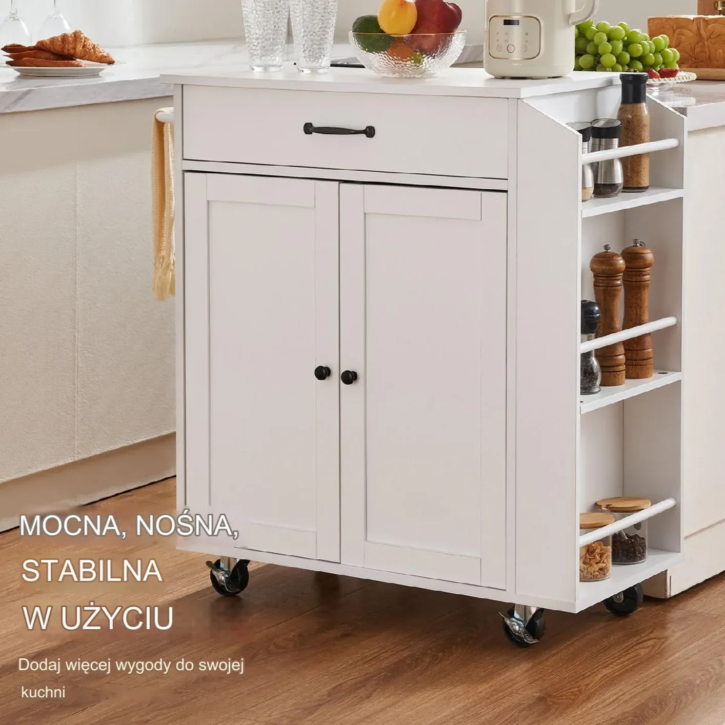 Wózek Kuchenny Szafka na Kółkach z Listwą Ładującą - obrazek 4