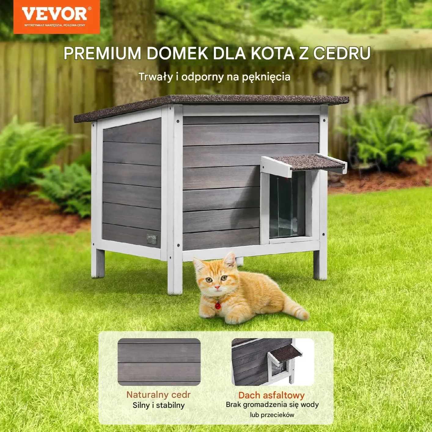 Zewnętrzny Dom dla Kota 61 cm - obrazek 6