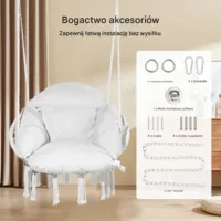 Fotel Wiszący  Ogrodowy z Poduszką – Krzesło Boho Udźwig 120 kg