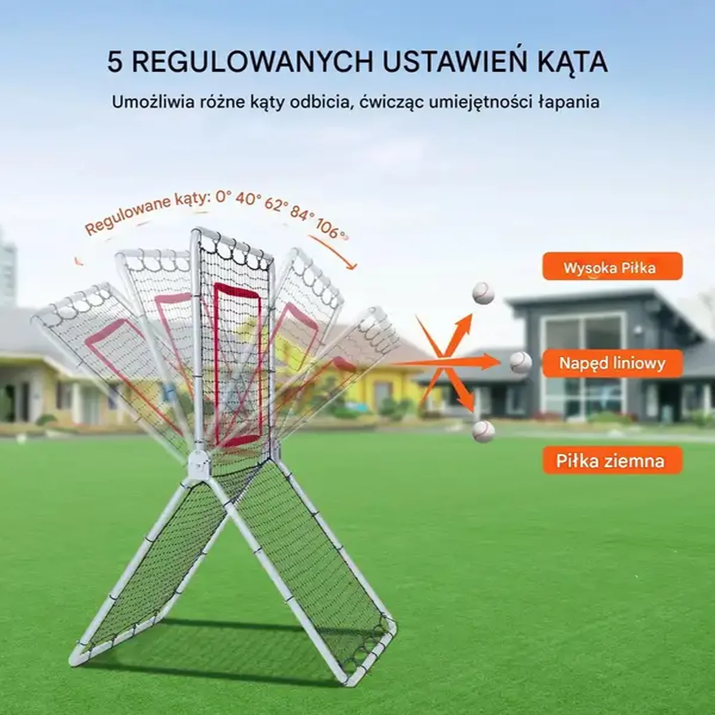 Siatka treningowa baseball softball 1x1,83m regulacja 5 kątów odbicia - obrazek 6