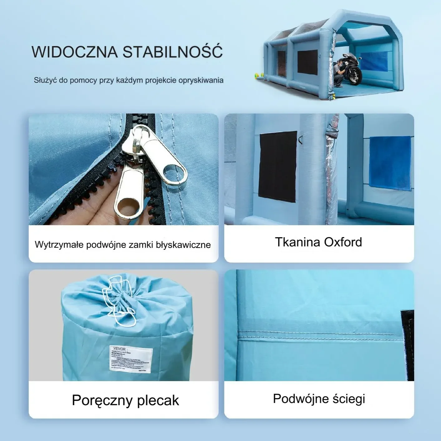 Nadmuchiwany namiot lakierniczy kabina 7 x 4 x 2,75 m + dmuchawa - obrazek 5