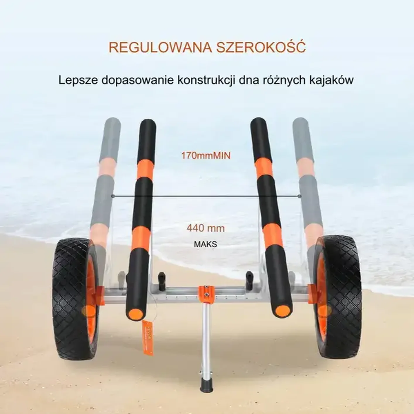 Wózek kajakowy do kajak, SUP, canoe, łódź, ponton - obrazek 3