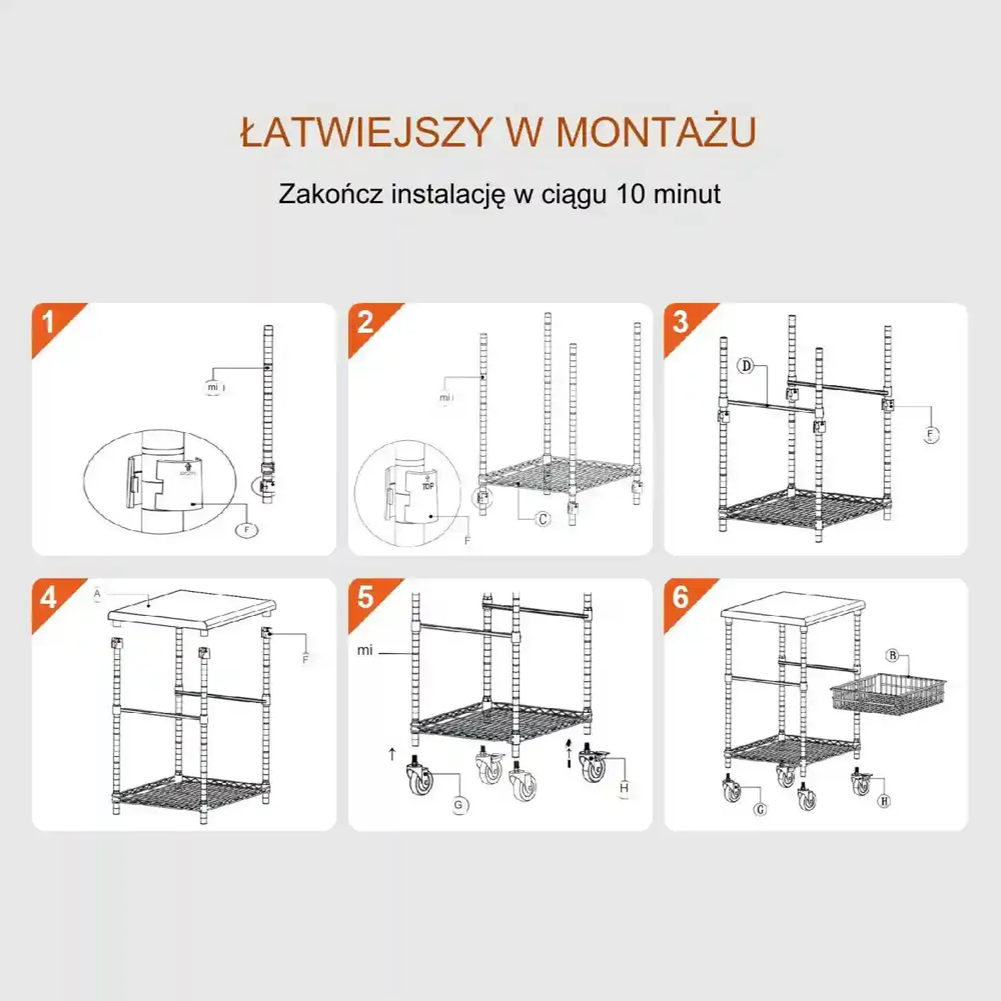 Regał wózek mobilny kuchenny stolik na kółkach blokada kółek 51x61x93 cm - obrazek 4