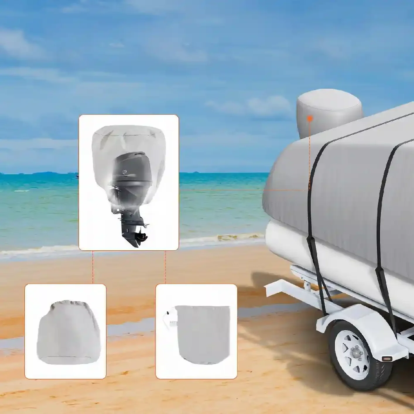 Pokrowiec plandeka osłona przykrycie na łódź łódkę wędkarską 7.1 x 4.2 m - obrazek 8