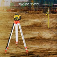 Poziomica laserowa obrotowa zielona 500m zestaw z trójnogiem i tyczką