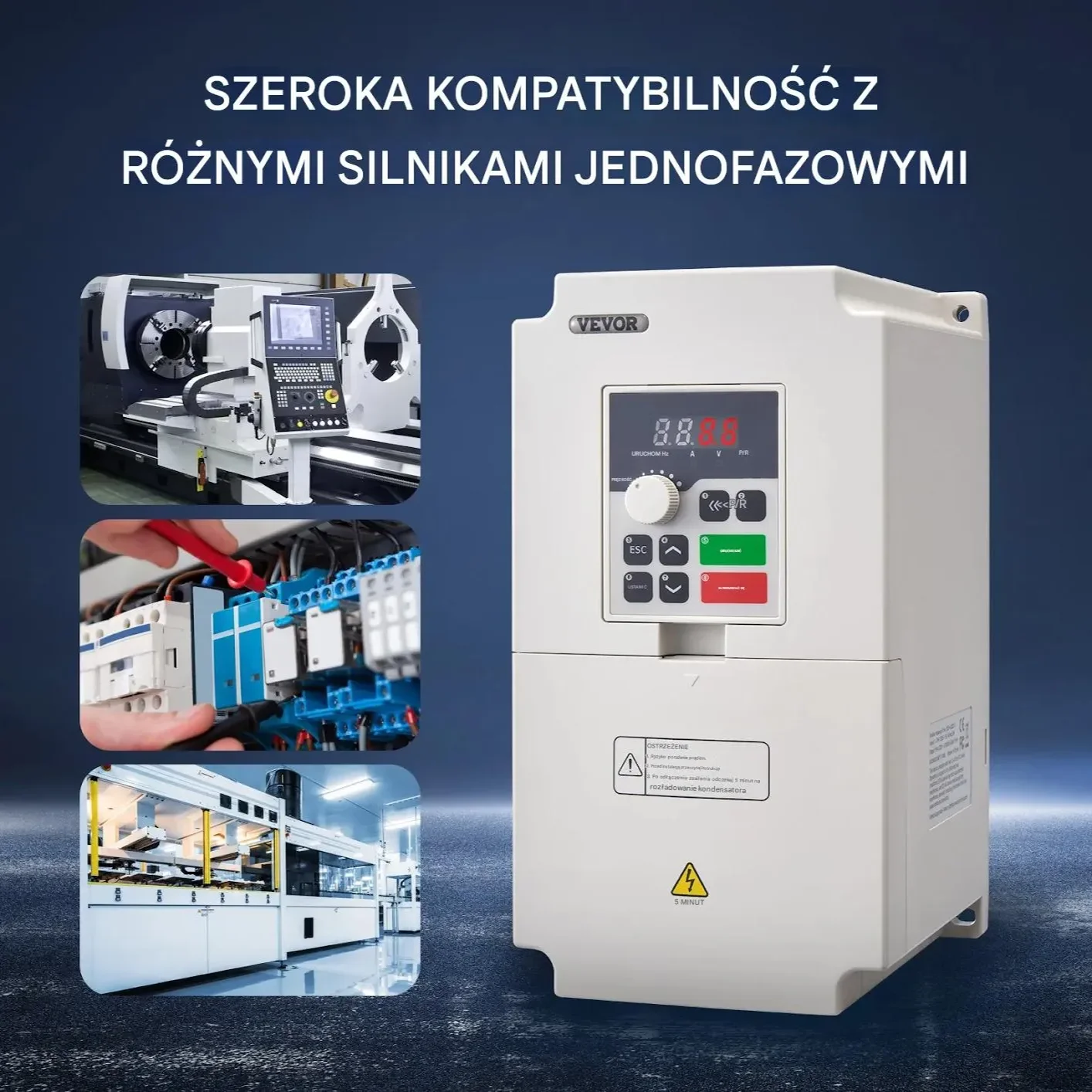 Falownik VFD 5.5kW 7.5HP 220V 1/3 fazowy sterownik silnika CNC regulowany - obrazek 5