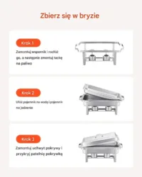 Zestaw do bufetu 6-pojemników podgrzewaczy 8 QT stal nierdzewna do przyjęć