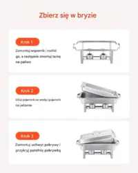 Zestaw do bufetu 6-pojemników podgrzewaczy 8 QT stal nierdzewna do przyjęć