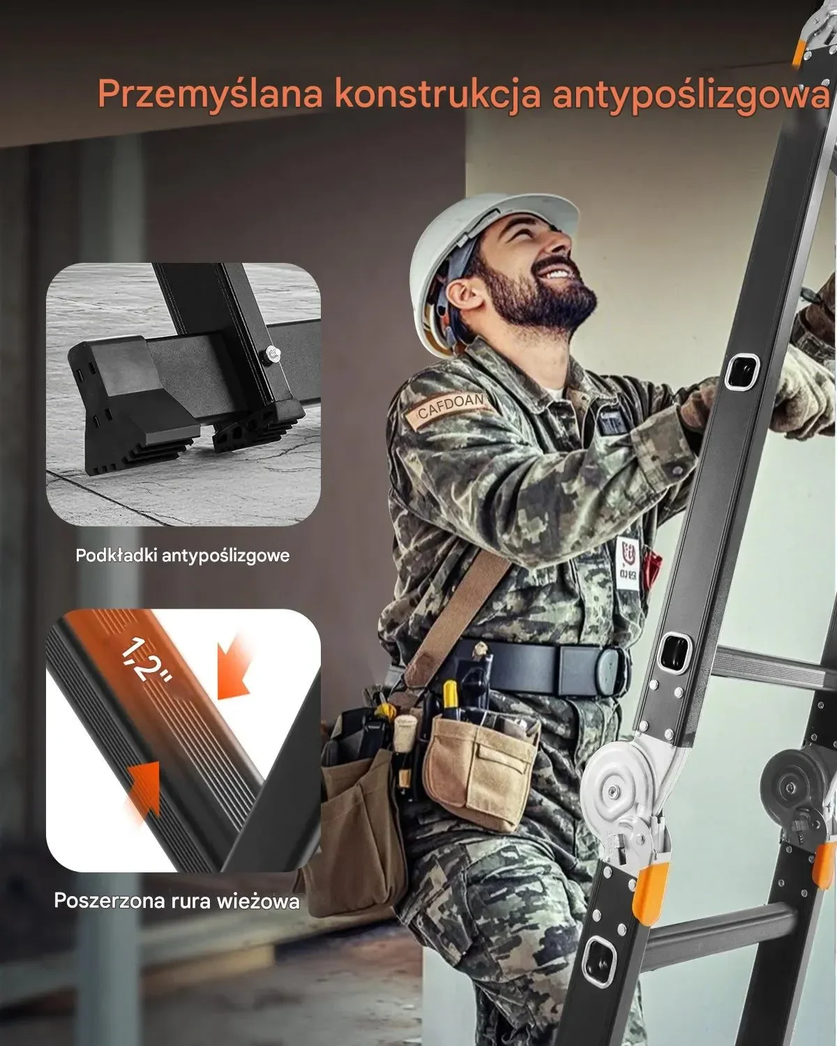 Drabina wielofunkcyjna 7w1 3 stopnie 3,6m platforma rusztowanie aluminiowa - obrazek 5