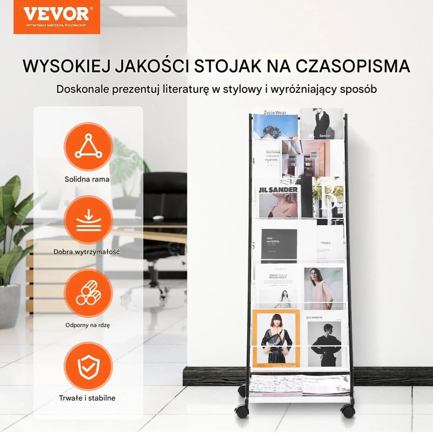 Stojak na broszury 6 poziomów regał ekspozycyjny wys. 135 cm na gazety - obrazek 6