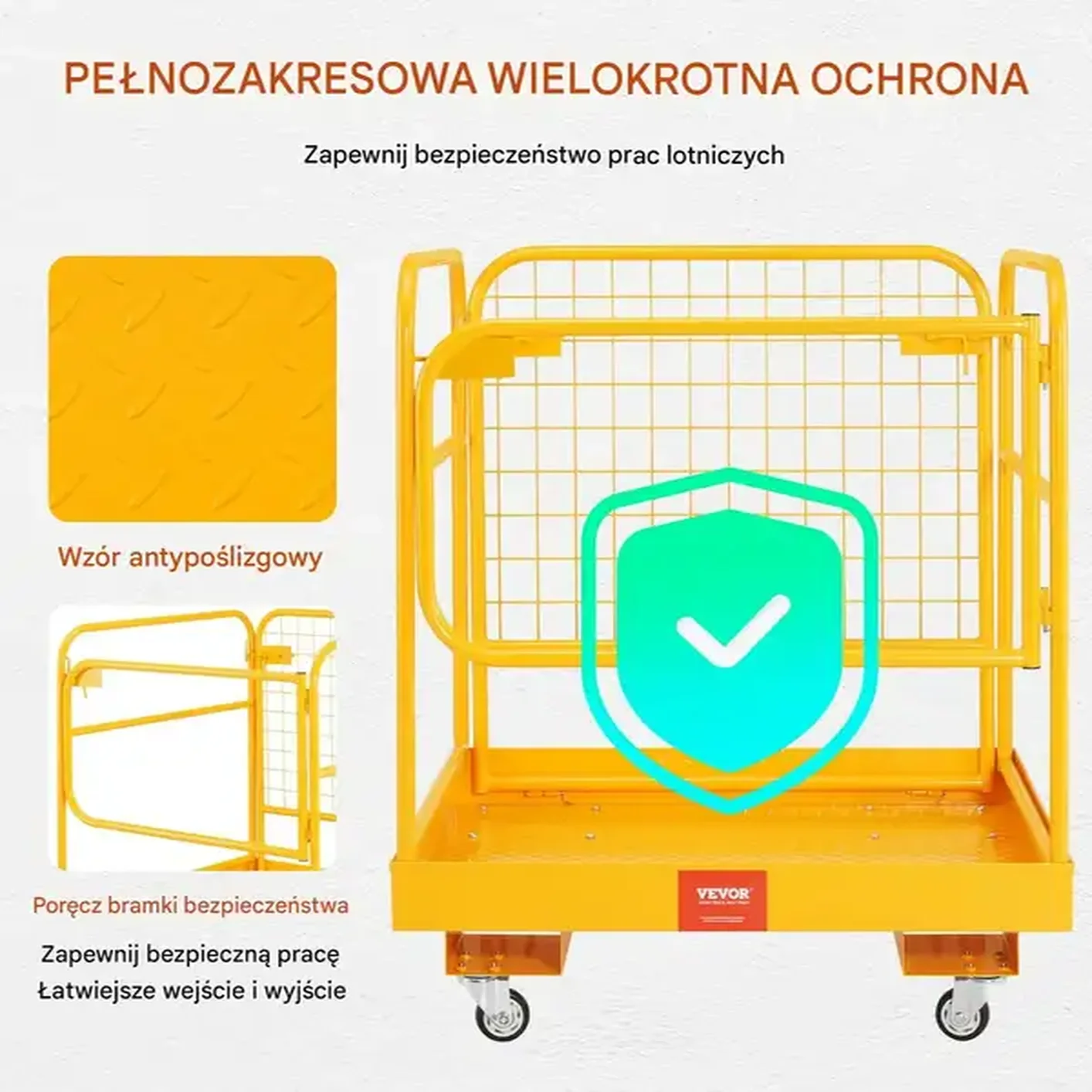 Klatka robocza do wózka widłowego 544kg składana 91×91cm prace na wysokości - obrazek 4