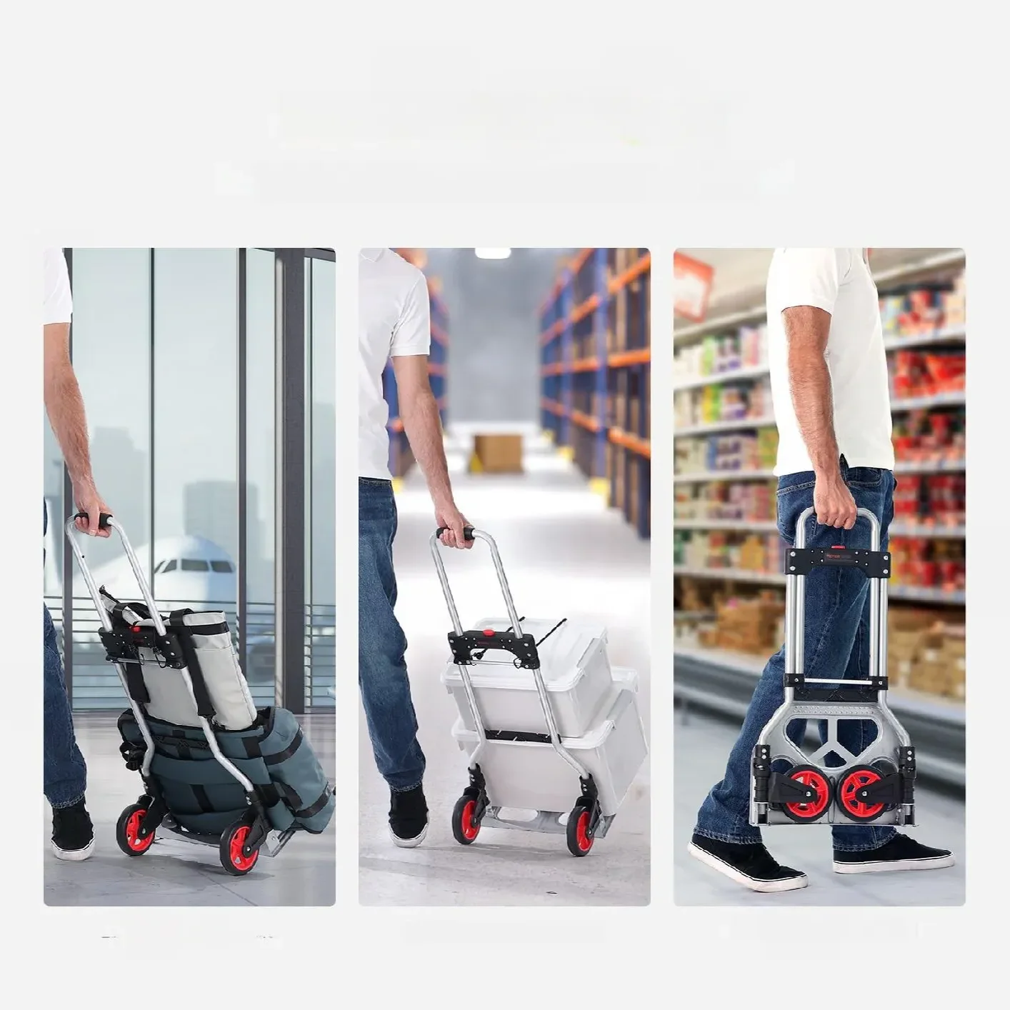 Wózek transportowy magazynowy składany aluminiowy 80 kg - obrazek 3