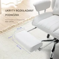 Fotel biurowy z podnóżkiem – ergonomiczny z podparciem lędźwiowym biały
