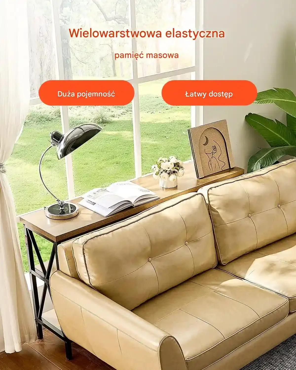 Konsola wąska 140 cm 3-poziomowa metalowa półka do salonu i korytarza - obrazek 5