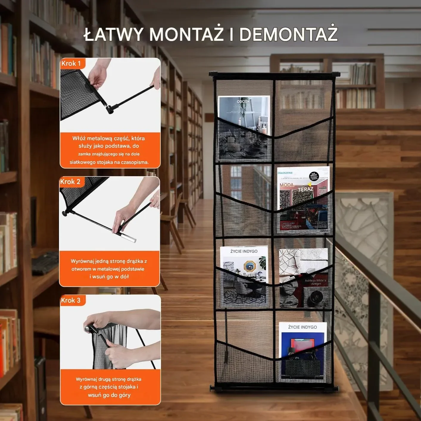 Stojak na Broszury Literaturę 4 Półki - obrazek 3