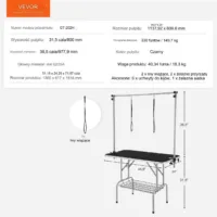 Stół groomerski trymerski dla psów kotów weterynaryjny blat 114 x 61 cm