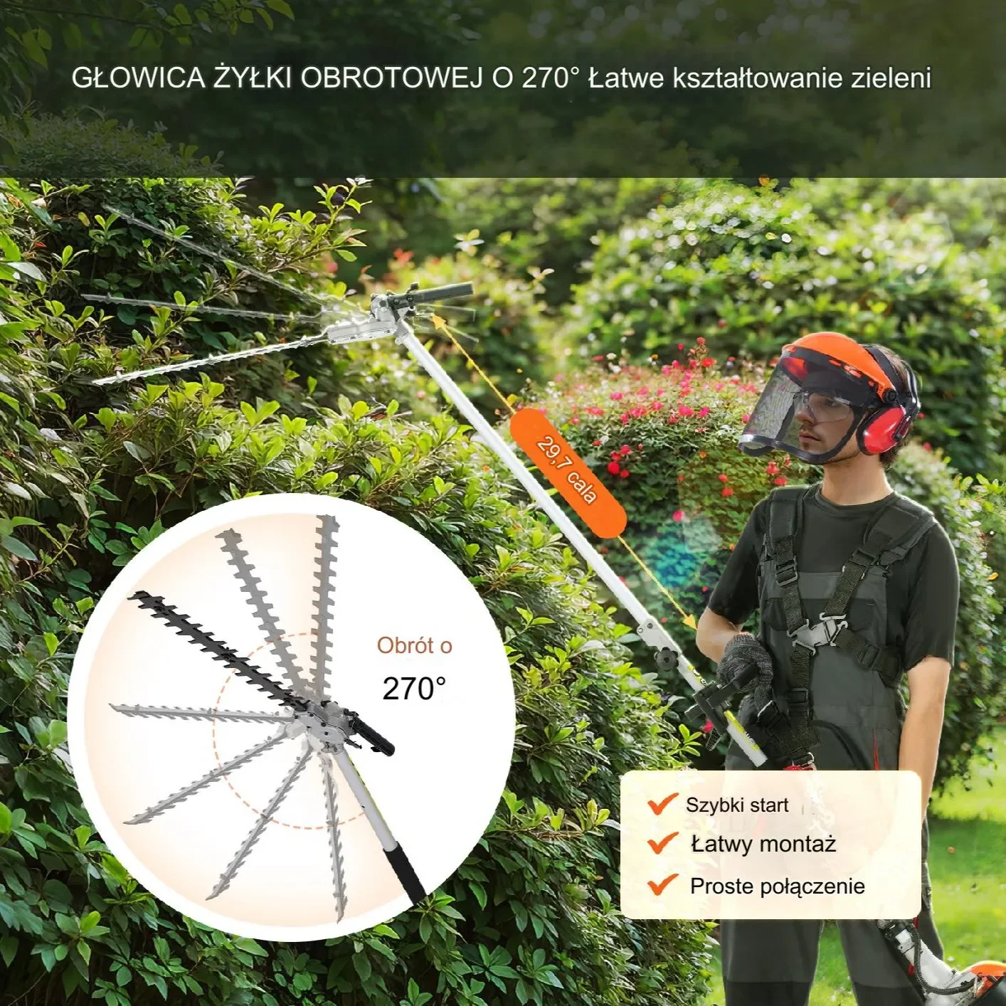 Podkaszarka spalinowa 6w1 43cm³ multifunkcyjna żywopłot chwastówka - obrazek 2