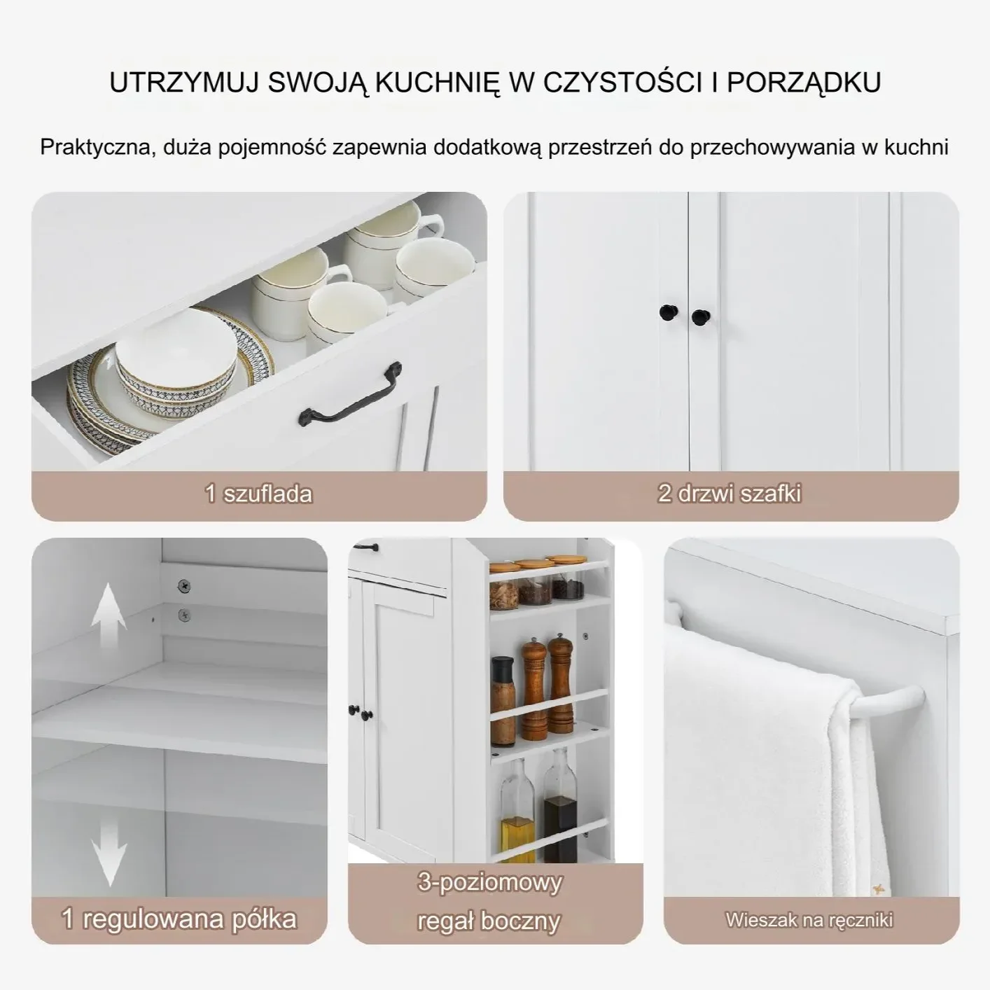 Wózek Kuchenny Szafka na Kółkach z Listwą Ładującą - obrazek 2