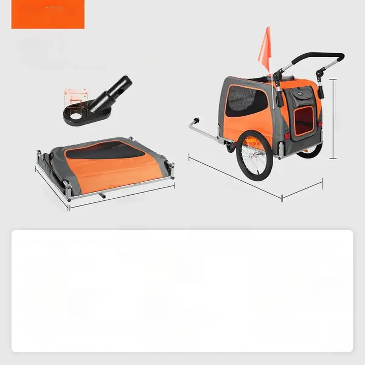 Przyczepka rowerowa dla psa do przewozu transporter do 30 kg pomarańczowy - obrazek 6