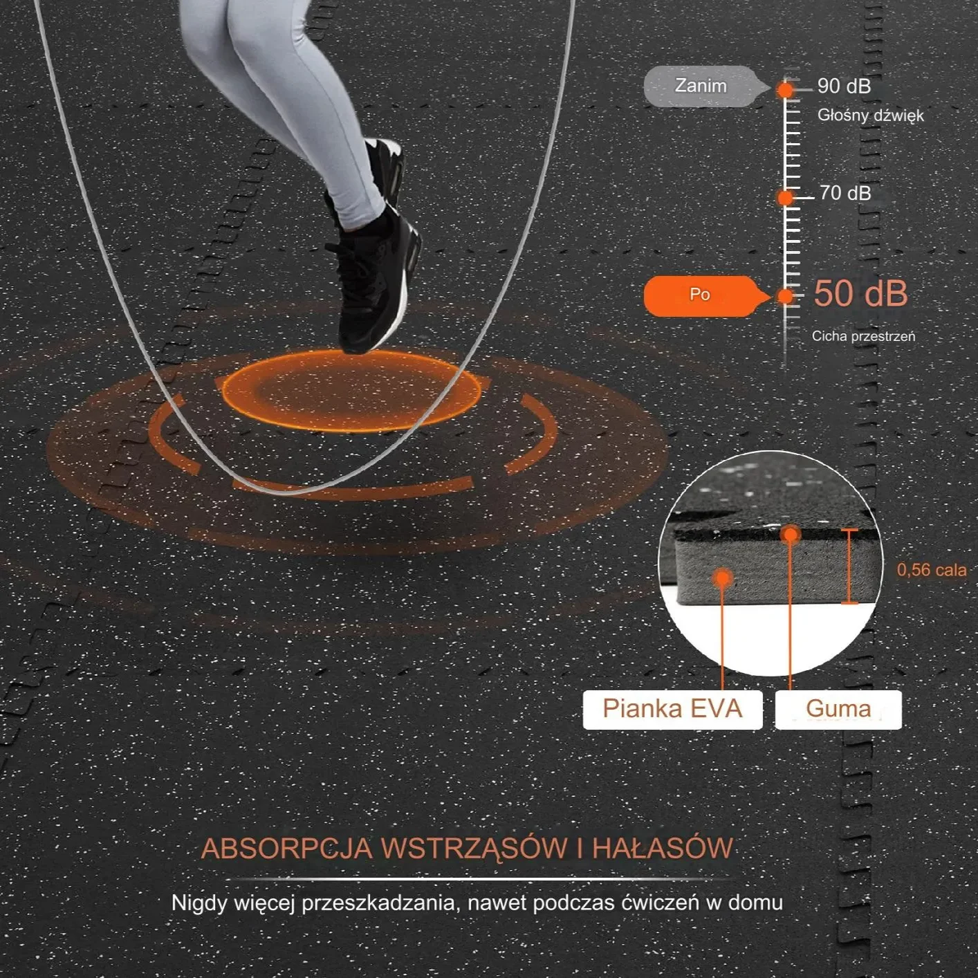 Mata do ćwiczeń 60x60cm 25szt EVA pianka łączone wodoodporne garaż siłownia - obrazek 5