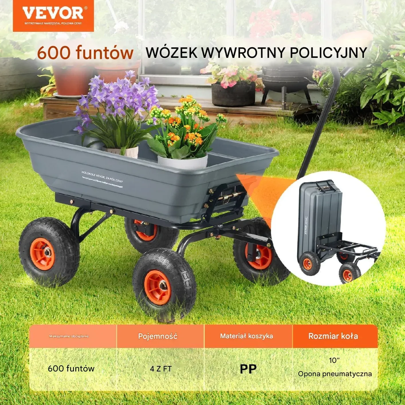 Wytrzymały Wózek Ogrodowy 272 kg - obrazek 6