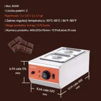 Maszyna do temperowania czekolady 4,1 kg 2 zbiorniki topienie cukiernia