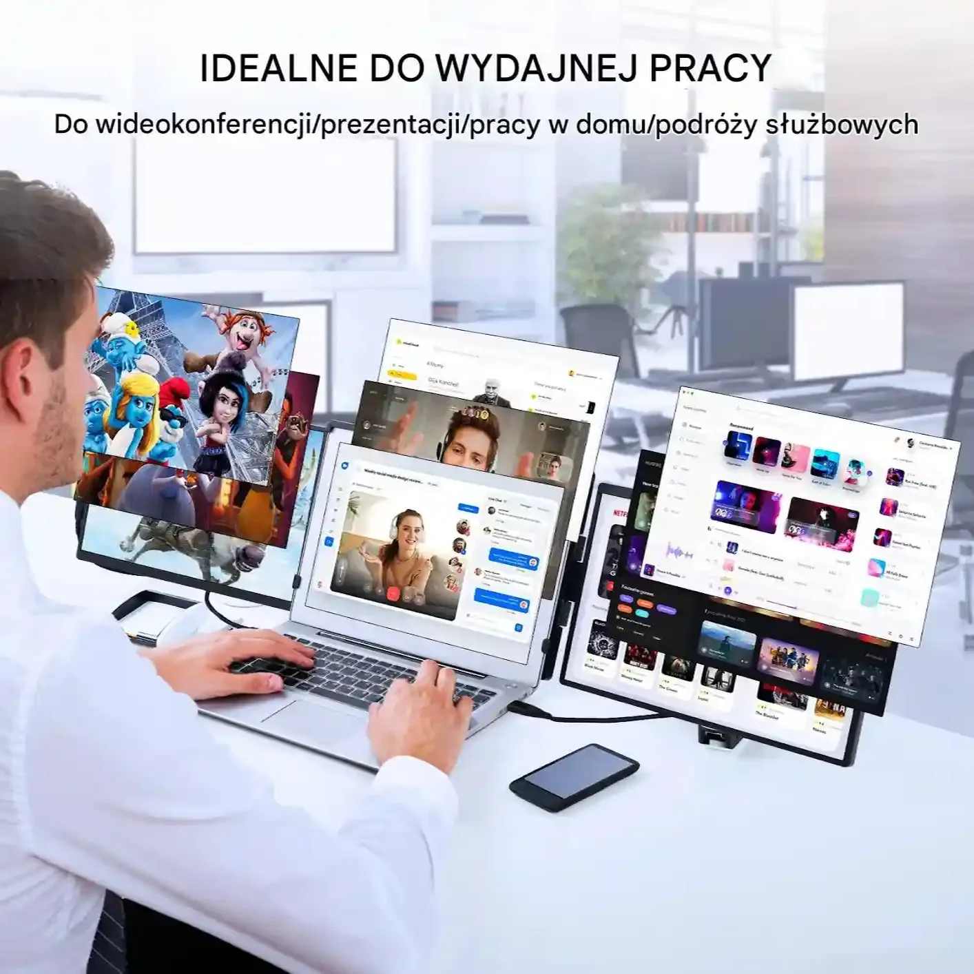 Monitor przenośny 15.6'' FHD 1080p do laptopa – rozszerzenie ekranu - obrazek 2