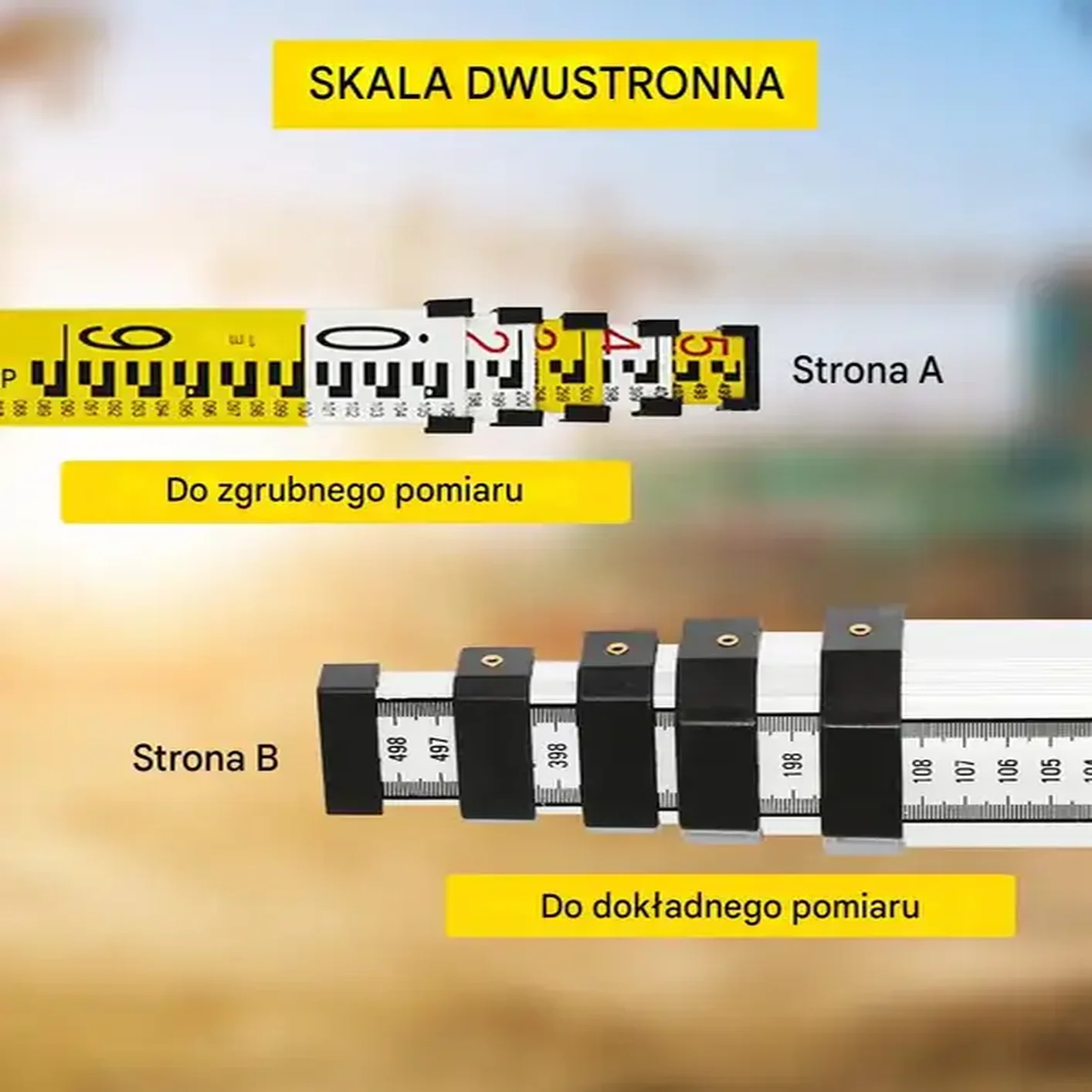 Poziomica laserowa obrotowa zielona 500m 360° z statywem i tyczką 5m - obrazek 2