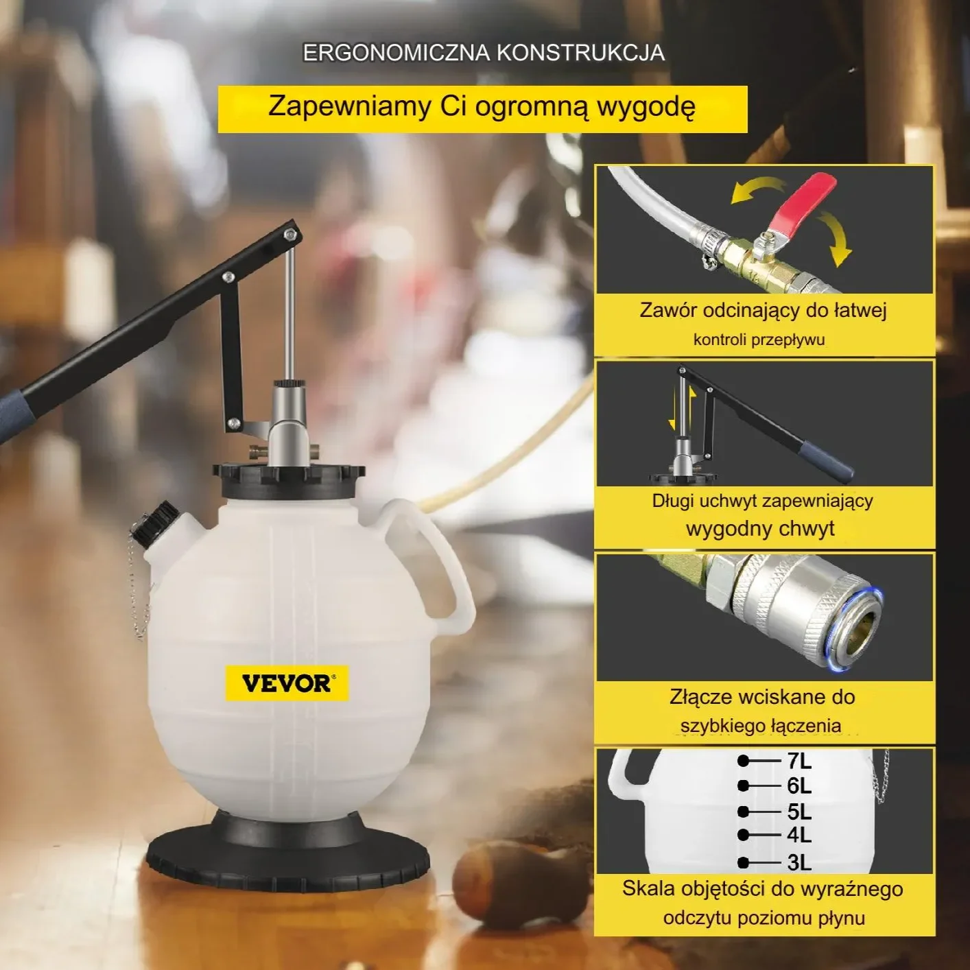 Ręczna pompa ATF 7,5 L do skrzyni biegów z 15 adapterami - obrazek 3