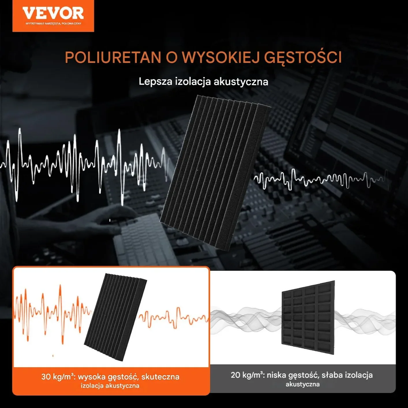 Panele Akustyczne z Pianki – 50 sztuk, 30 x 30 x 2,5 cm - obrazek 6