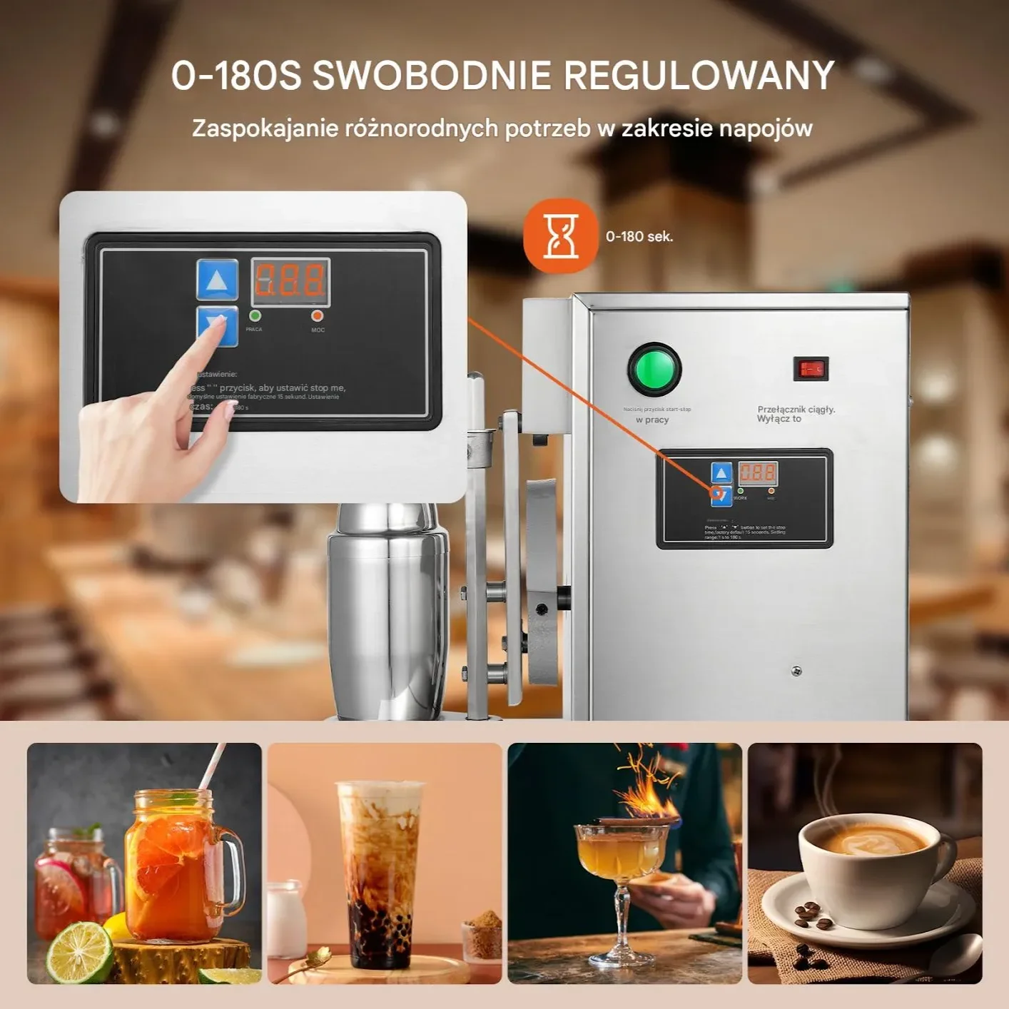 Elektryczny Shaker do Koktajli i Herbaty Bąbelkowej 120W - obrazek 3