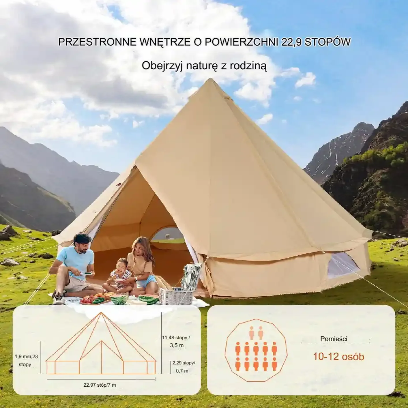 Namiot jurta mongolska namiot kempingowy pawilon 7 m - obrazek 3