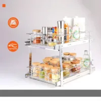 Organizer pod zlewozmywak kosz do szafki dwupoziomowy wysuwana półka cargo