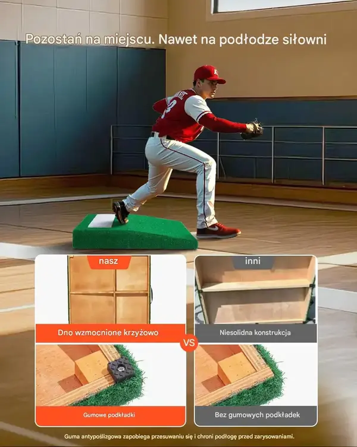 Stanowisko do baseballu 79 cm przenośna mata antyfade trening dla miotaczy - obrazek 4