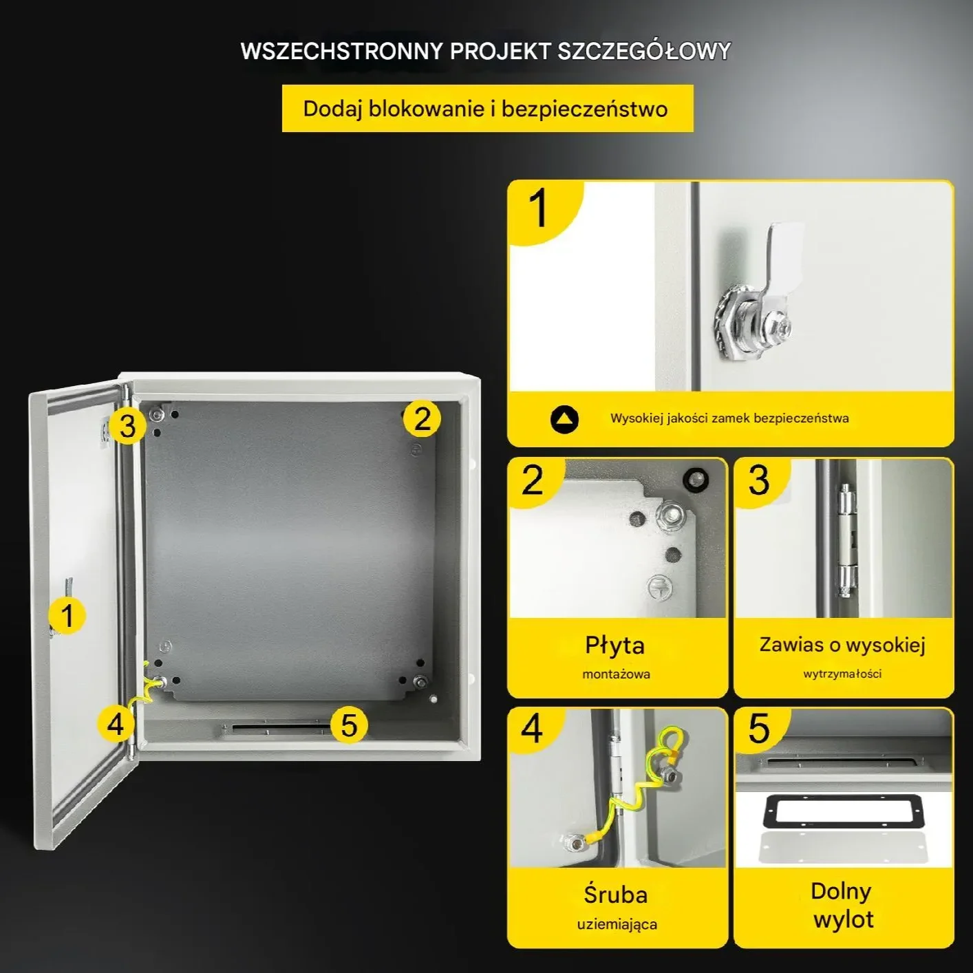 Obudowa Stalowa Skrzynka Elektryczna 15 x 20 x 20 cm - obrazek 3