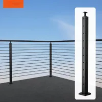 Słup do balustrady linkowej czarny narożnik L 107x3x5cm montaż ścienny