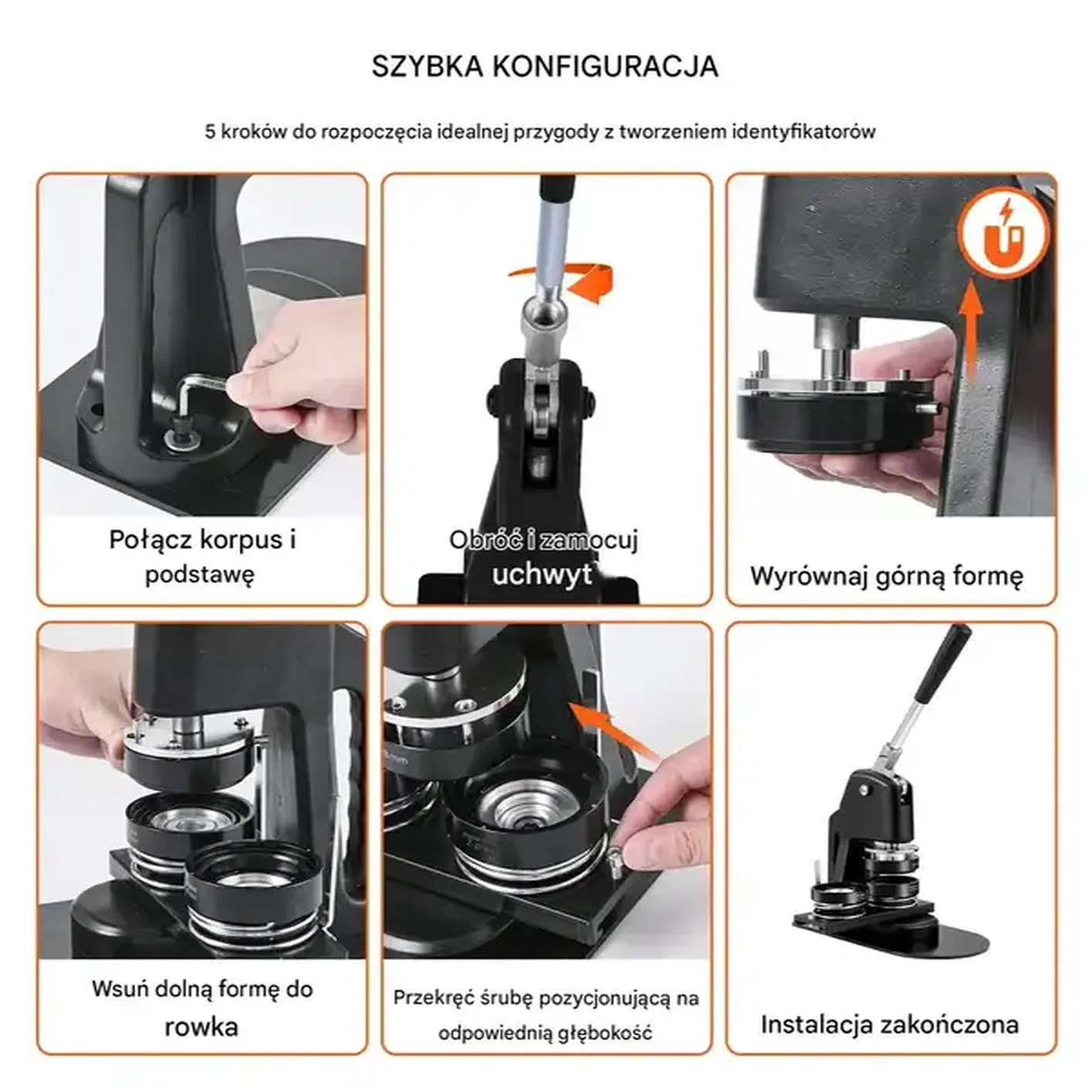 Prasa do pinów 2w1, 25 i 58 mm 500 kompletów, wycinarka aluminiowa - obrazek 3