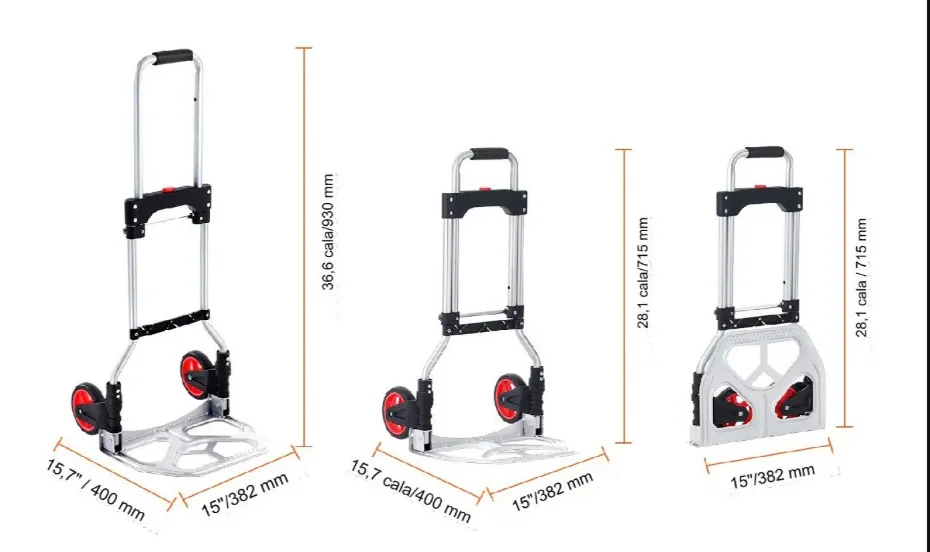 Wózek transportowy magazynowy składany aluminiowy 80 kg - obrazek 2