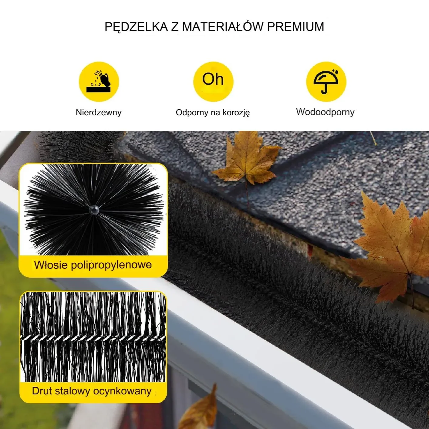 Szczotka do rynien 9m x 11cm śred. – druciana osłona przed liśćmi - obrazek 2