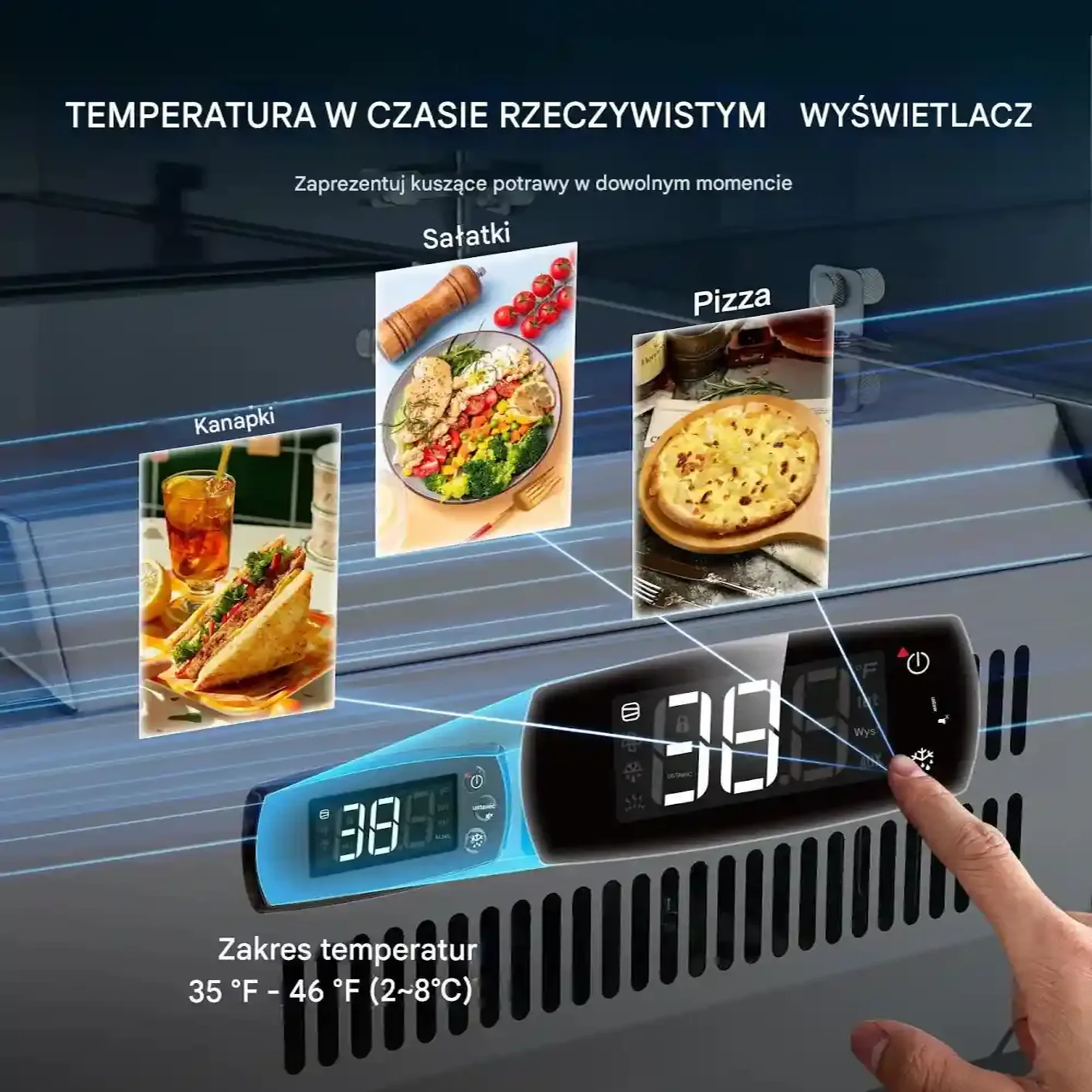 Gablota chłodnicza witryna 155W blatowa stalowa z pojemnikami bufet bar - obrazek 4