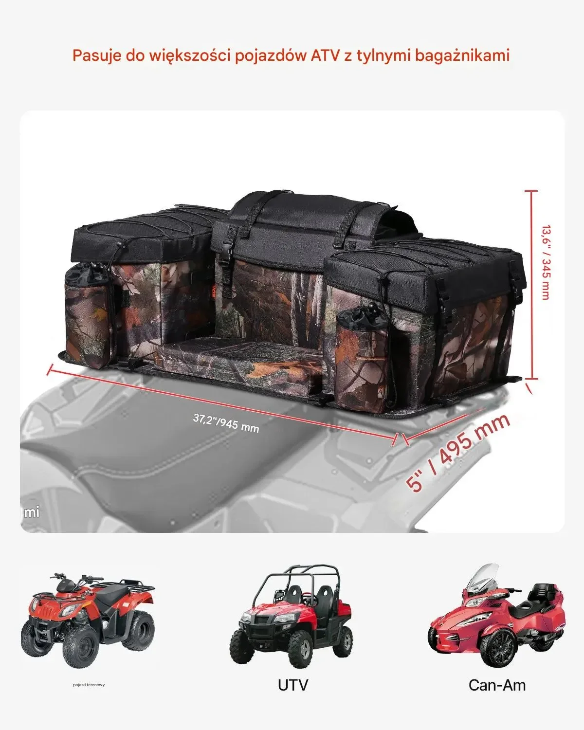 Torba bagażowa ATV tylna 68L z siedziskiem i uchwytem na butelkę - obrazek 3