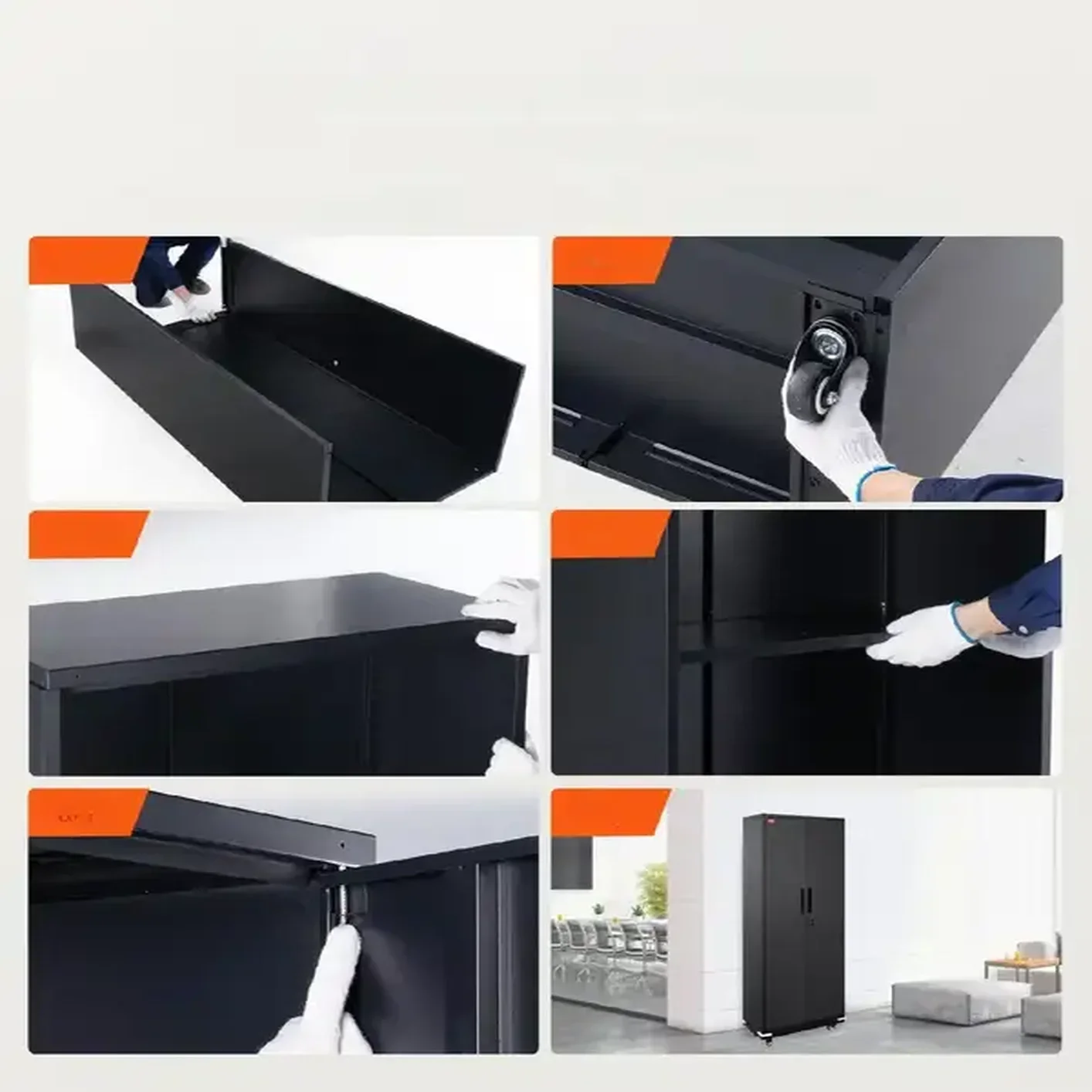 Szafa Biurowa Metalowa Na Dokumenty Akta 80x40x188 cm na kółkach czarna - obrazek 4