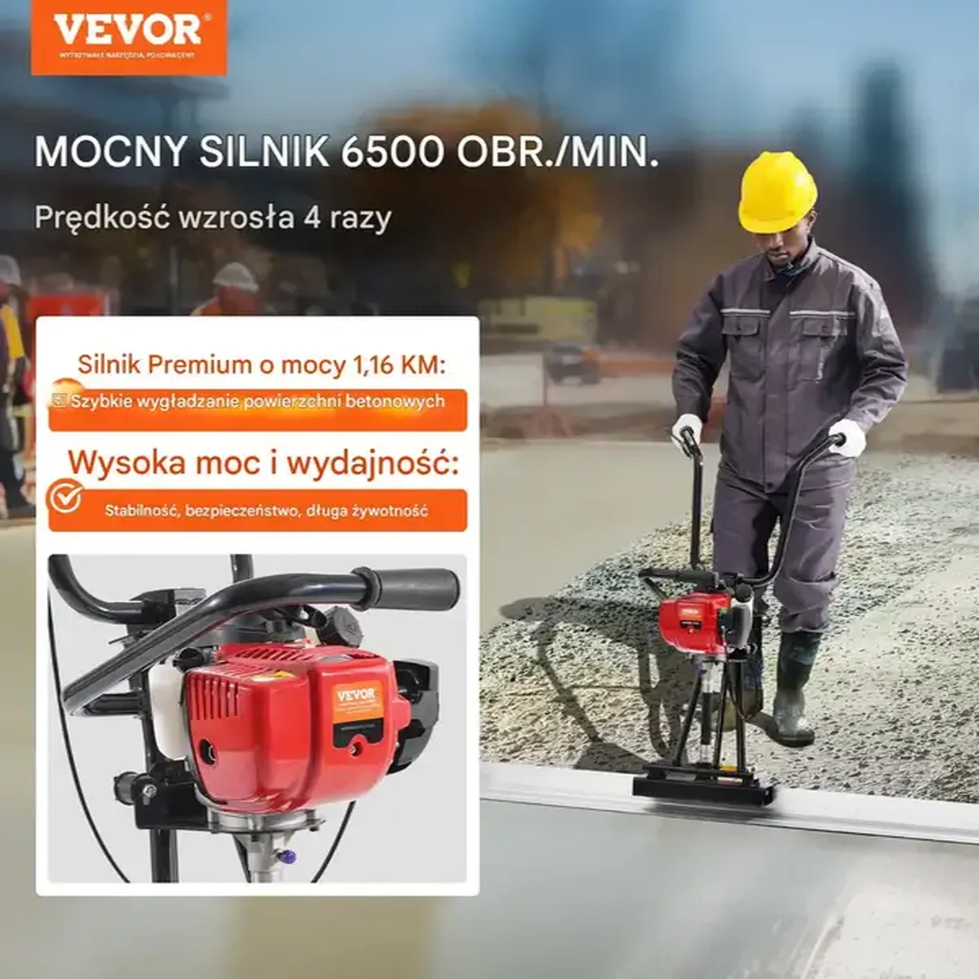 Listwa wibracyjna łata spalinowa do betonu 244.5 cm 1160 W - obrazek 2