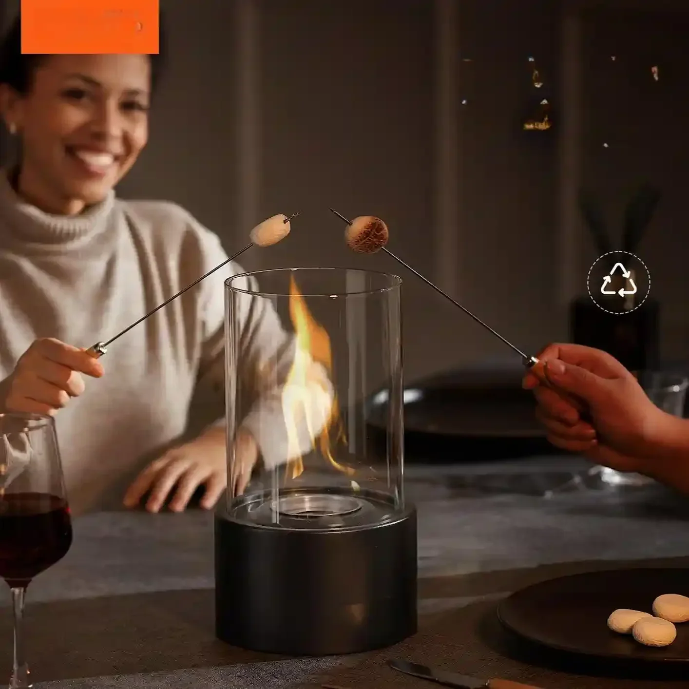 Biokominek kominek wolnostojący na taras stół szyba ogrodowy stojący 28.5cm - obrazek 6